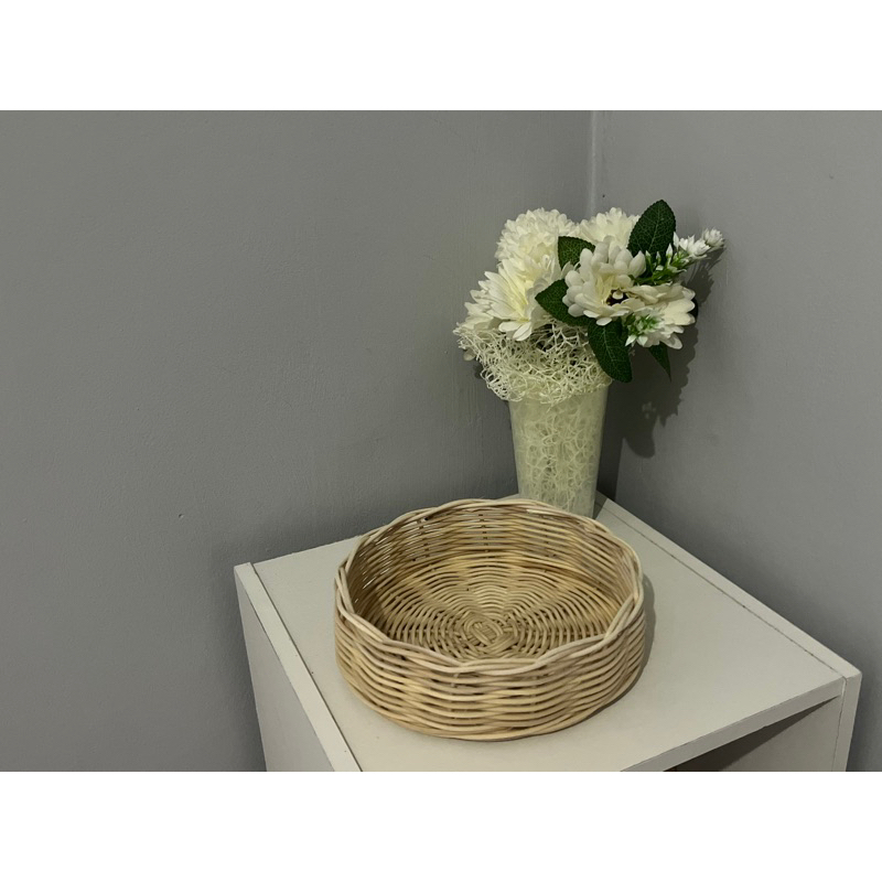 Bokor Rotan Anyaman Rotan Alami diameter 18 cm | Keranjang rotan alami keranjang parsel valentine | 