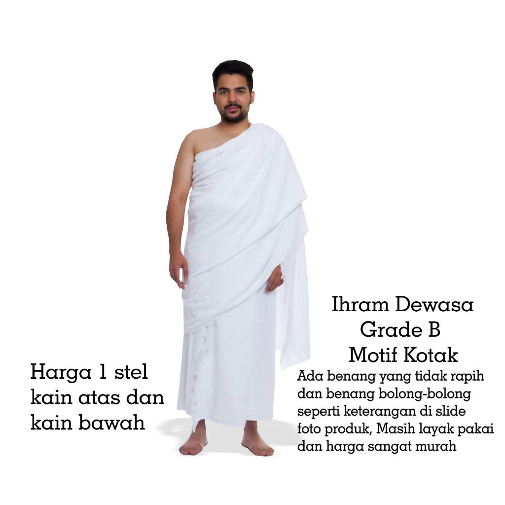 KAIN IHRAM PRIA DEWASA GRADE B IHRAM DEWASA TEBAL KAIN IHROM DEWASA 1 STEL KAIN IHRAM DEWASA