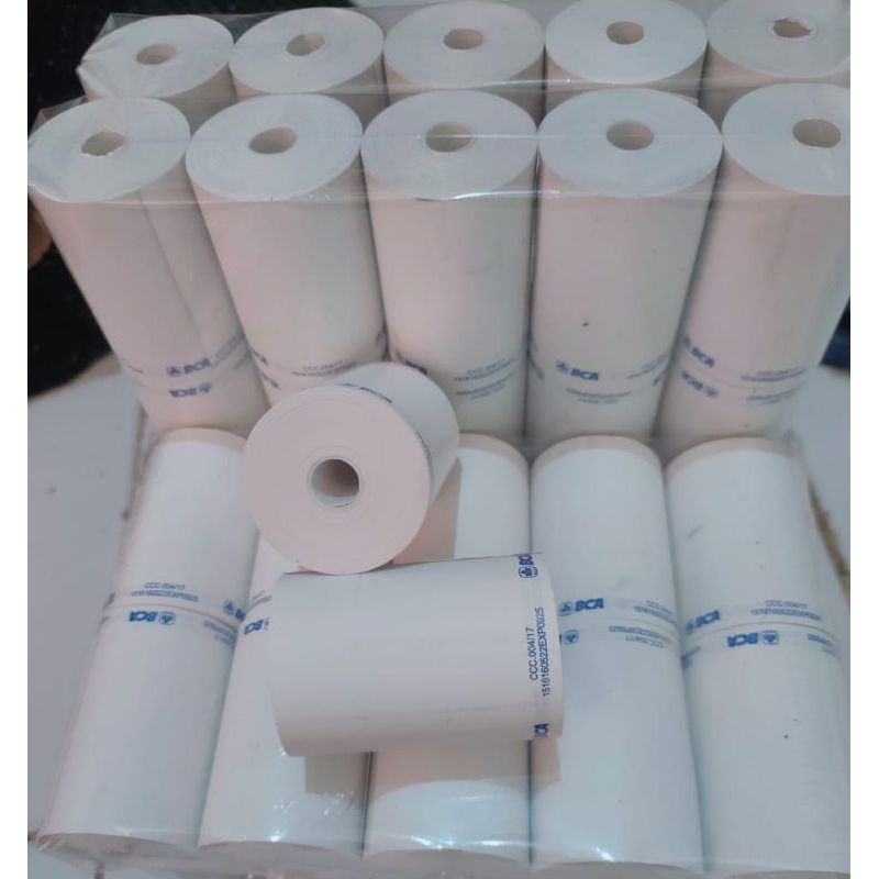 

kertas kasir thermal EDC logo bank BCA 58/57×40mm paket hemat 1Roll