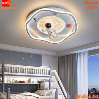 Lampu plafon LED mewah lampu kamar tidur anak-anak lampu plafon bulat desain kartun astronot