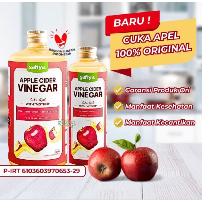 

CUKA APEL BY SAFIYA KEMASAN 500 ML || FRESH 100 % || DIET DETOX ALAMI || APPLE CIDER VINEGAR WITH MOTHER
