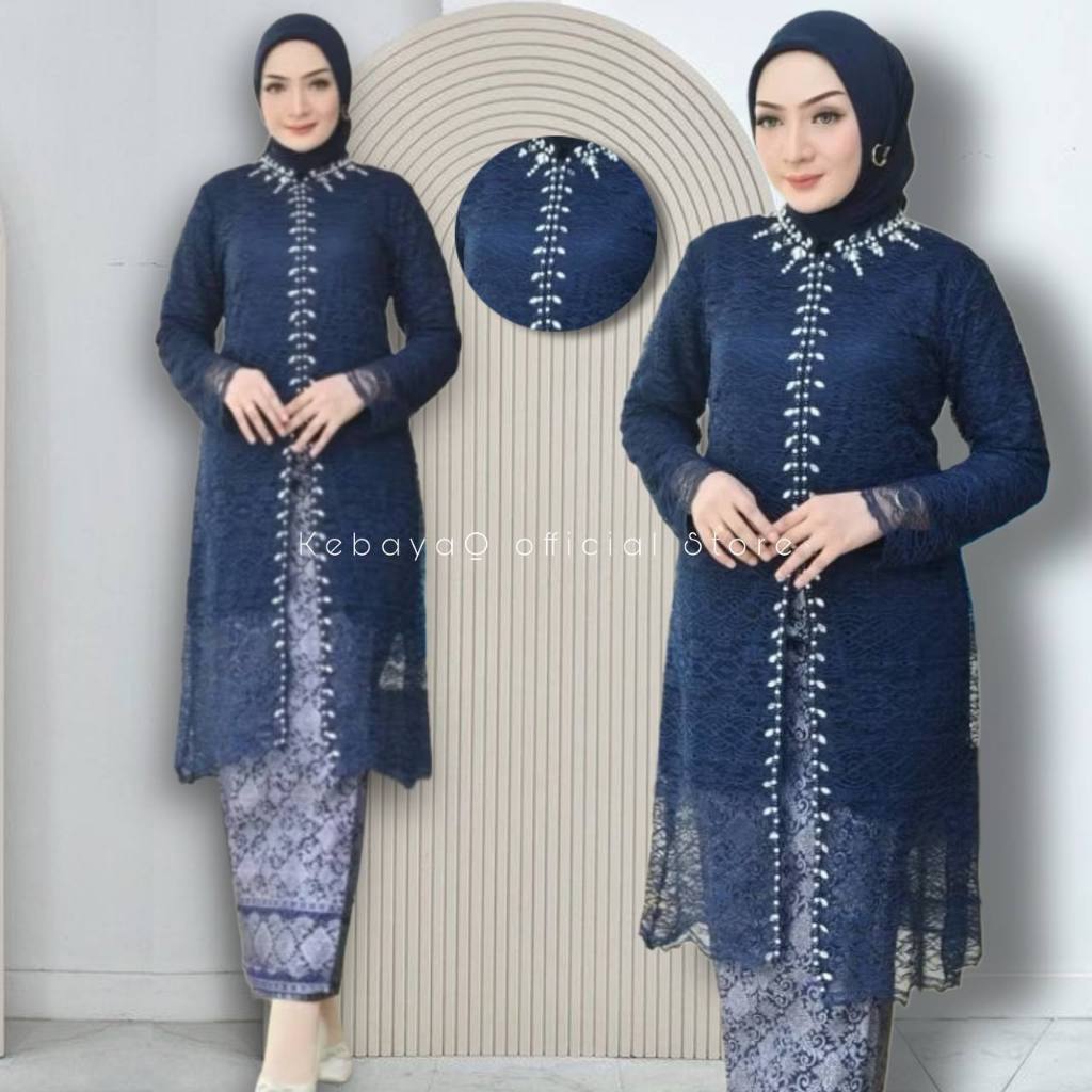 KQ> KEBAYA PAYET TUNIK BROKAT BAJU KEBAYA KURUNG MELAYU OUTFIT PESTA ELEGAN DAN MEWAH - ATASAN KEBAY