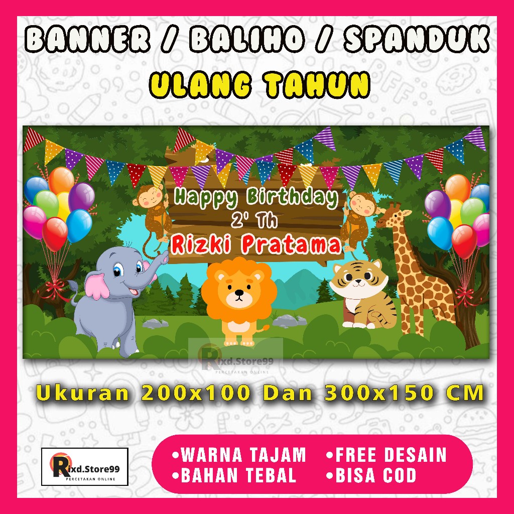 Backdrop Spanduk Banner Ulang Tahun Anak Tema Unicorn