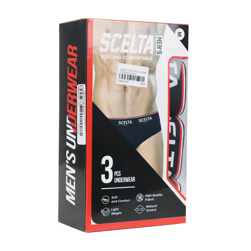 Scelta - 3pcs Celana Dalam Pria Segitiga Cd Cowok Karet SM 112 3s Mix thumbnail 4