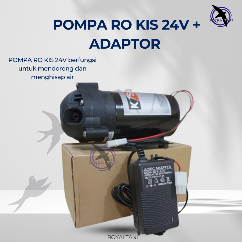 Pompa RO KIS 24V + Adapter Pompa RO 24v booster pump ro | Pompa Only | Adaptor Only