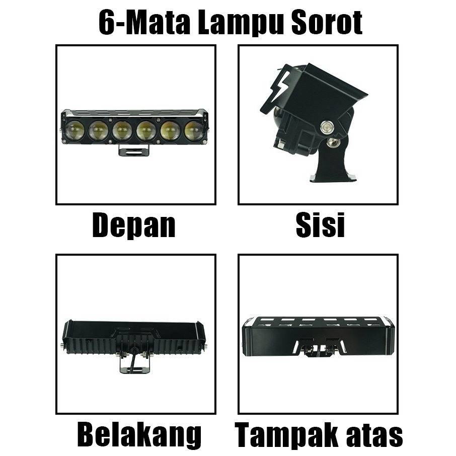 Lampu Tembak Motor Mobil Led Laser D2 D3 Transformer 2 Warna Putih Kuning 6 Mata Lampu Laser Led