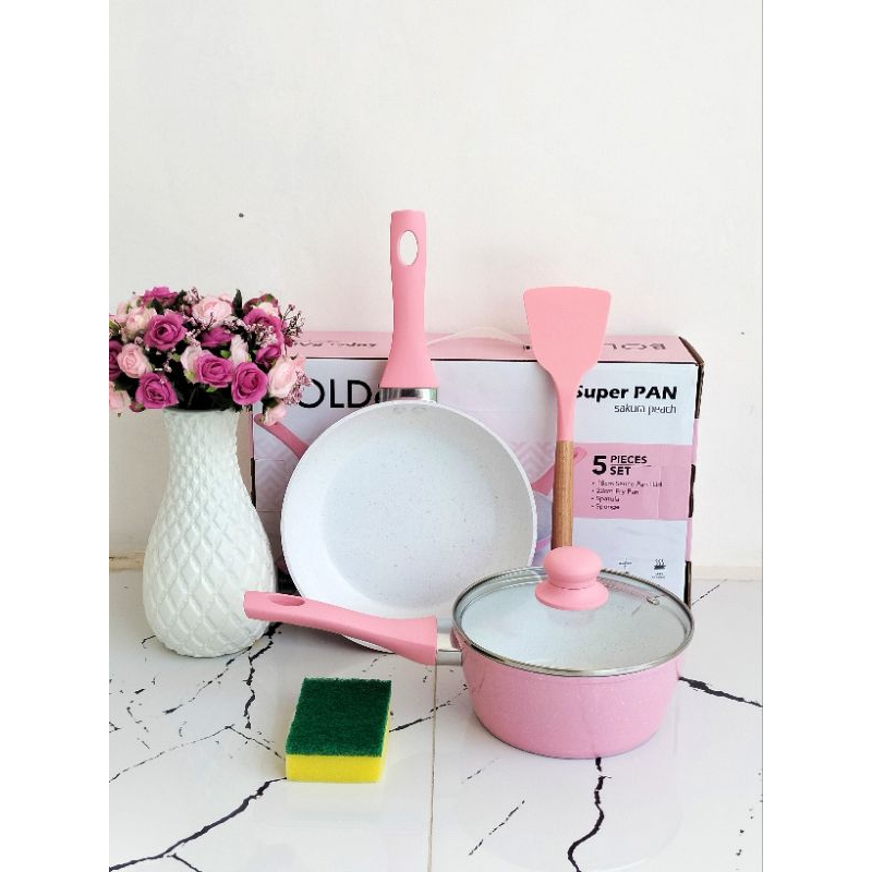 BOLDE Super Pan Sakura Peach Cookware Set 5 PCS