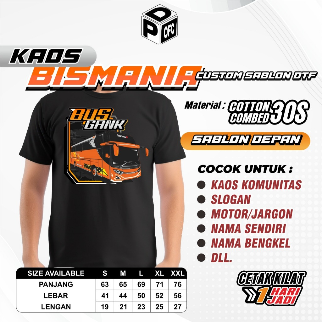 KAOS DTF BISMANIA | sablon kaos bis | bismania | kaos bismania | bus gank | kids panda | baju anak