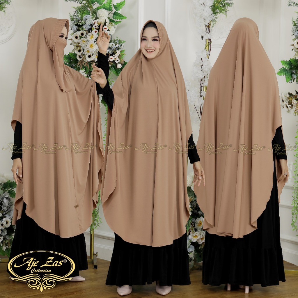AJE ZAS - Hijab Khimar Jubah Jumbo Kepala Pet Busa Tebal Kode RSM Matt Jersey tebal