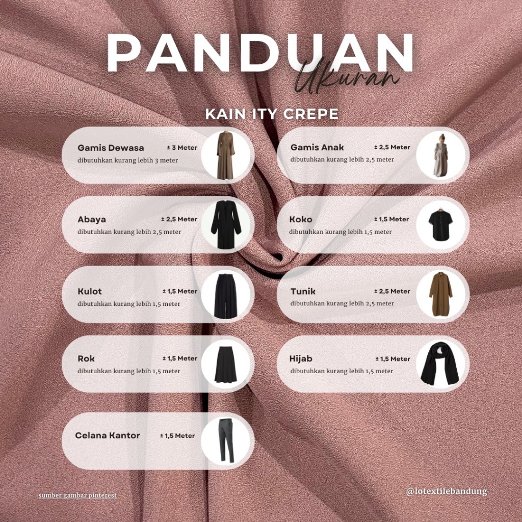 RK Kain Lady Zara Ity Crepe Premium 1 Meter - Bahan Stretch Lembut Bahan Gamis Murah