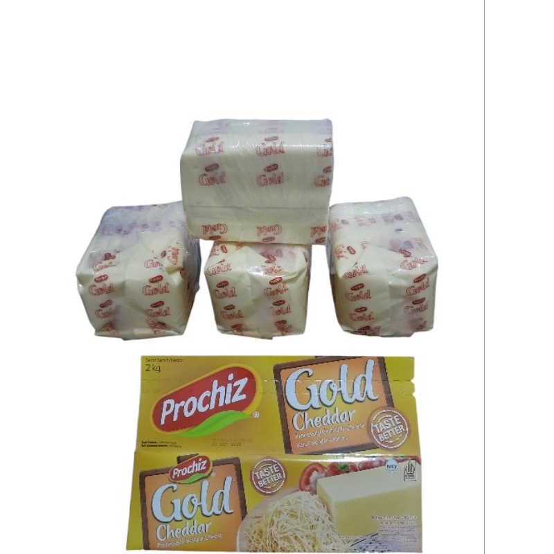 

keju prochiz gold cheddar repack 500 gram kurang lebih/keju parut/keju balok/bahan kue dan makanan