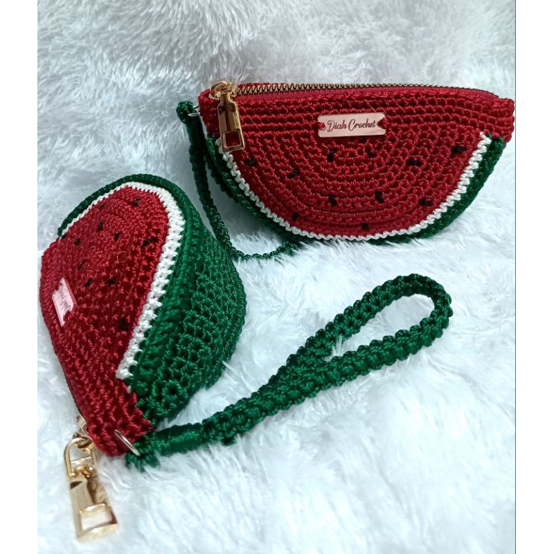 Dompet koin rajut handmade dompet koin rajut bentuk semangka