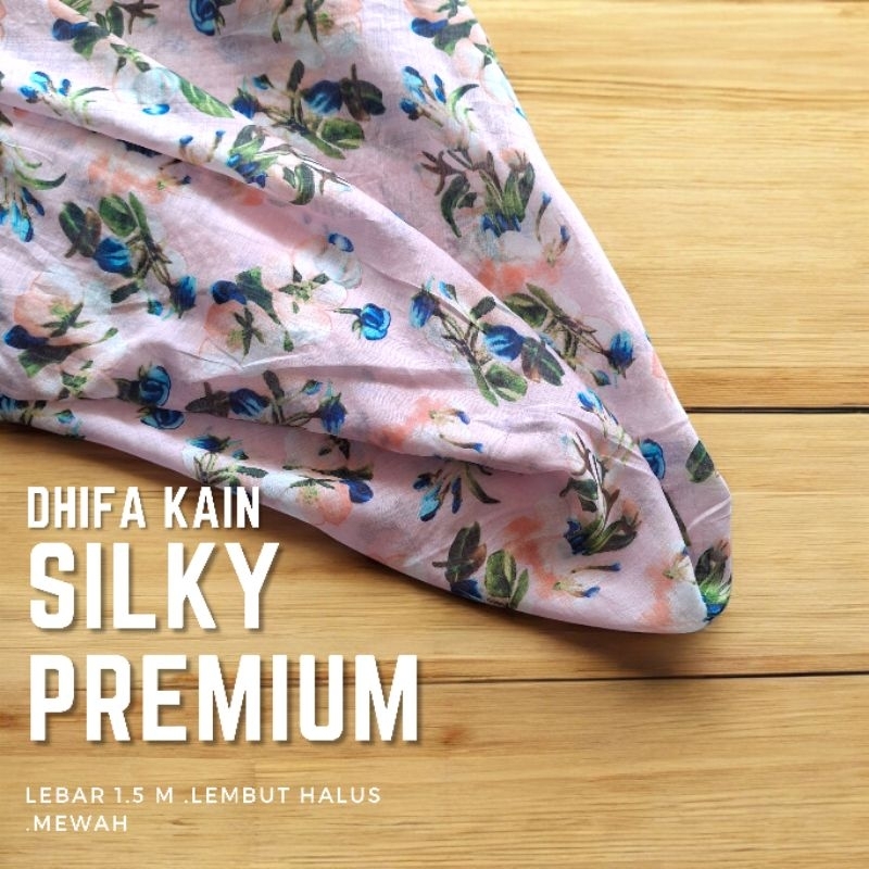 kain katun silky motif bunga - kain semi sutra