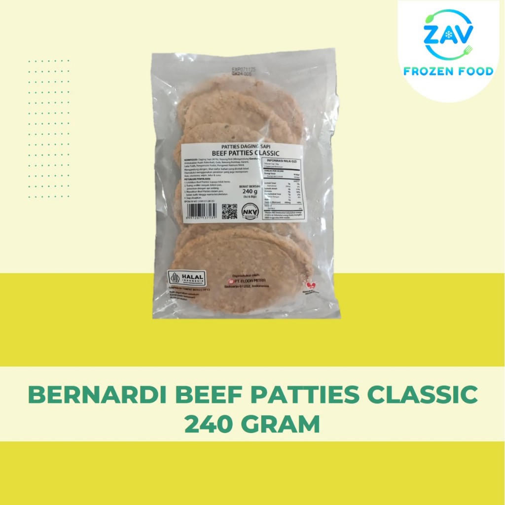 

BERNARDI BEEF PATTIES CLASSIC 240 GRAM