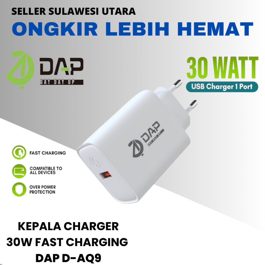 KEPALA CHARGER 30WATT SUPORRT VOOC SUPER FAST CHARGING DAP D-AQ9