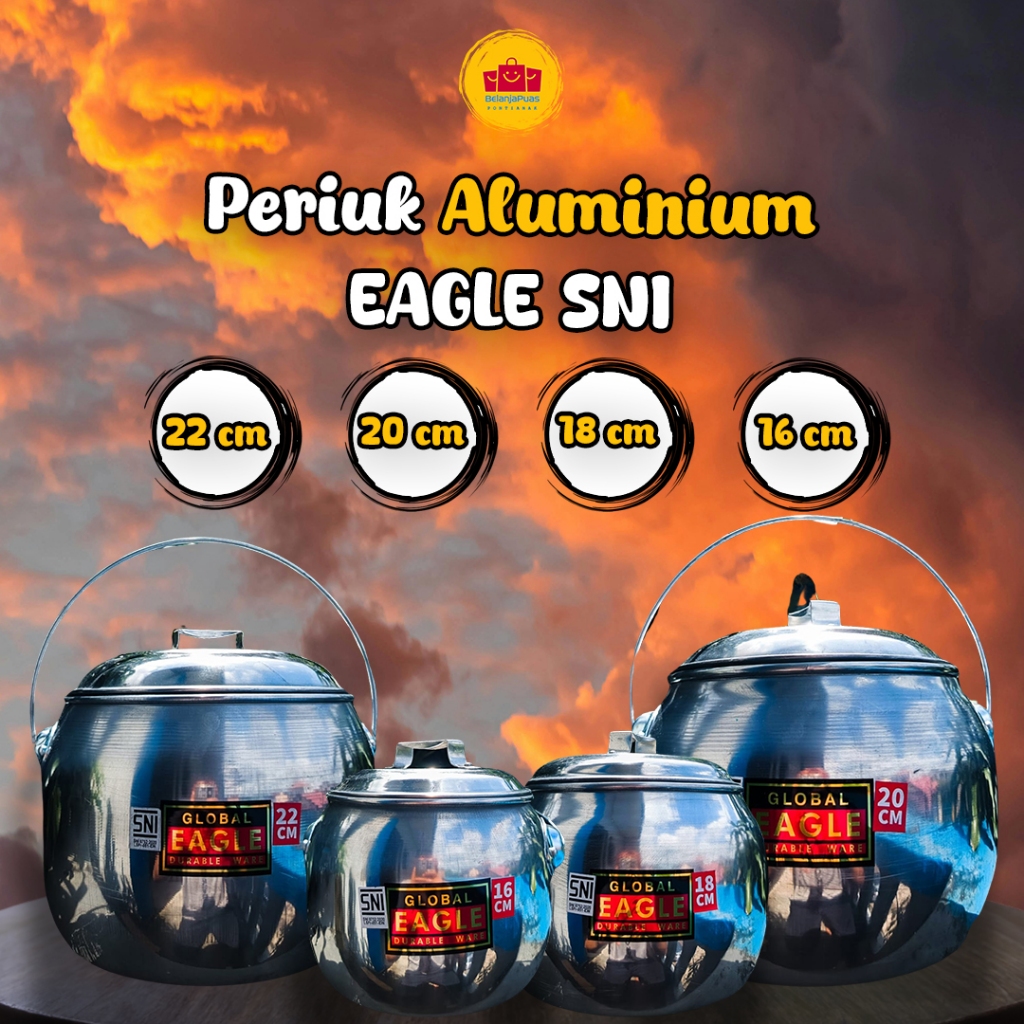 [EAGLE] Periuk Aluminium Ukuran 16 cm - 22 cm | Periuk Stainless | Periuk Jumbo OK