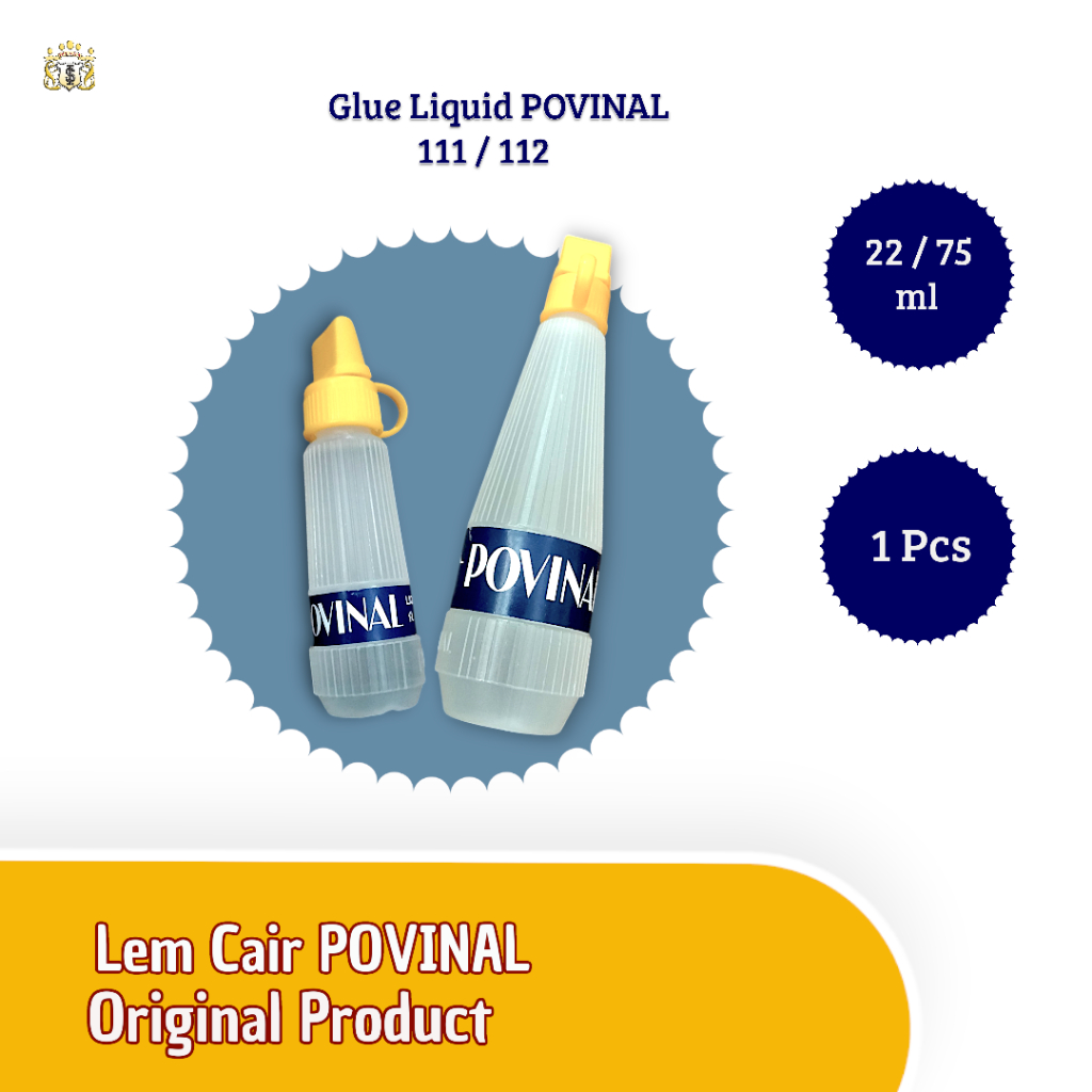 

( 22 / 75 ml ) Glue Liquid POVINAL / Lem Povinal Cair Serbaguna / Perekat Kertas / Foto / Untuk Kerajinan / ATK