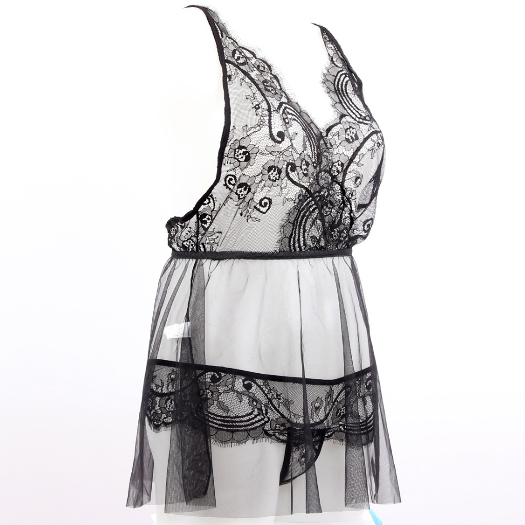 TERLARIS - SEXY LINGERIE TRANSPARANT BABYDOLL BLACK WARNA HITAM LINGERIA SEXY