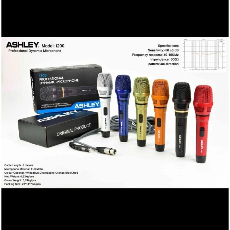 mic kabel ashley i200 Microphone Ashley i 200 original