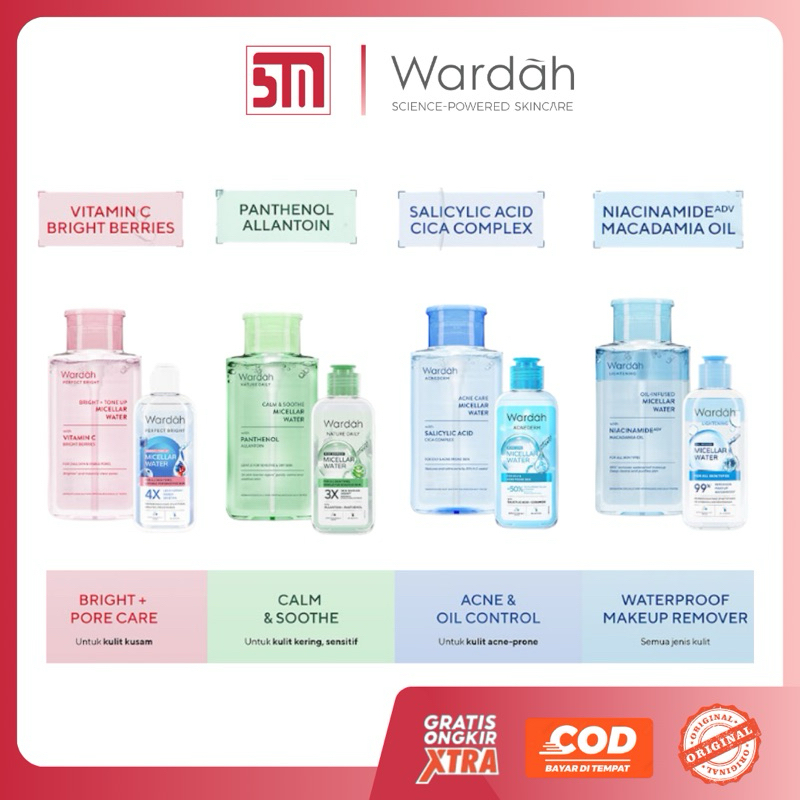 Wardah Micellar Water Lightening / Wardah Micellar Water Nature Daily / Wardah Micellar Water Acnede