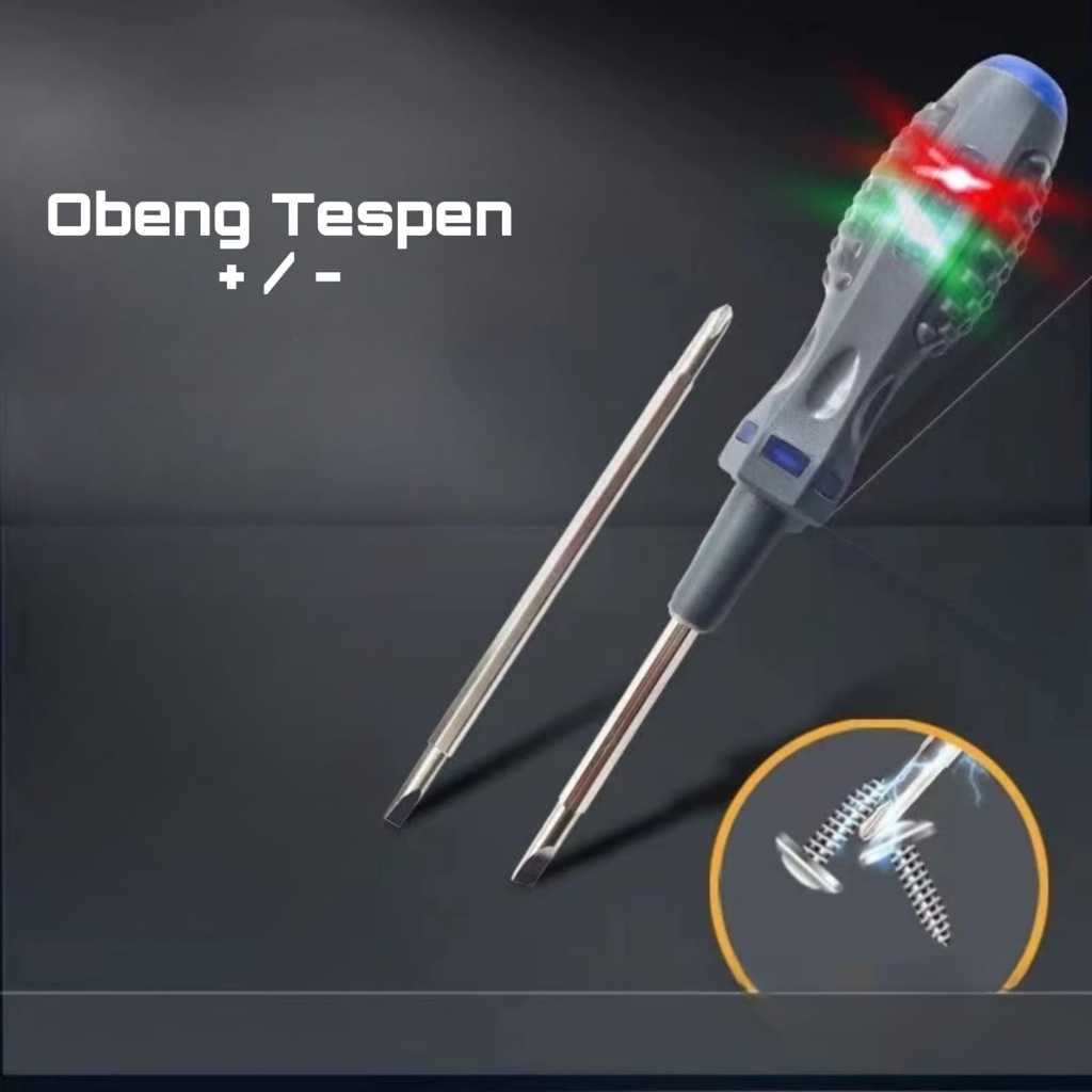 Obeng Testpen Bolak Balik Tespen Test Pen Tes Pen Induksi Min Plus 2 Dual LED Alat Deteksi - zansen