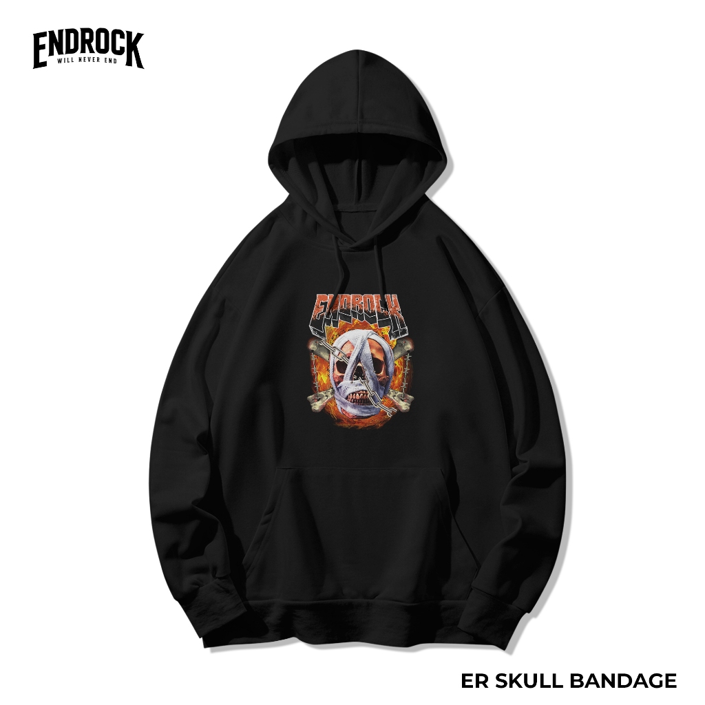 Jaket Hoodie Original Endrock Tema "ER SKULL BANDAGE" | Jacket Endrock | Jaket Unisex | Jaket Murah 