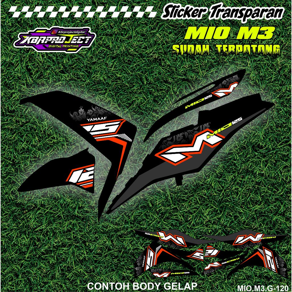 MIO M3 STIKER STRIPING MOTOR LIS VARIASI MIO M3 RACING G.120 HOLOGRAM TRANSPARAN BISA COD