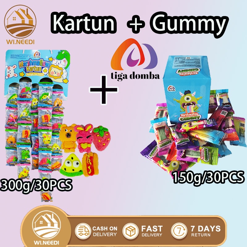

60PCS Marshmallow Rasa Buah Segar Berbentuk Kartun Permen Kapas Permen