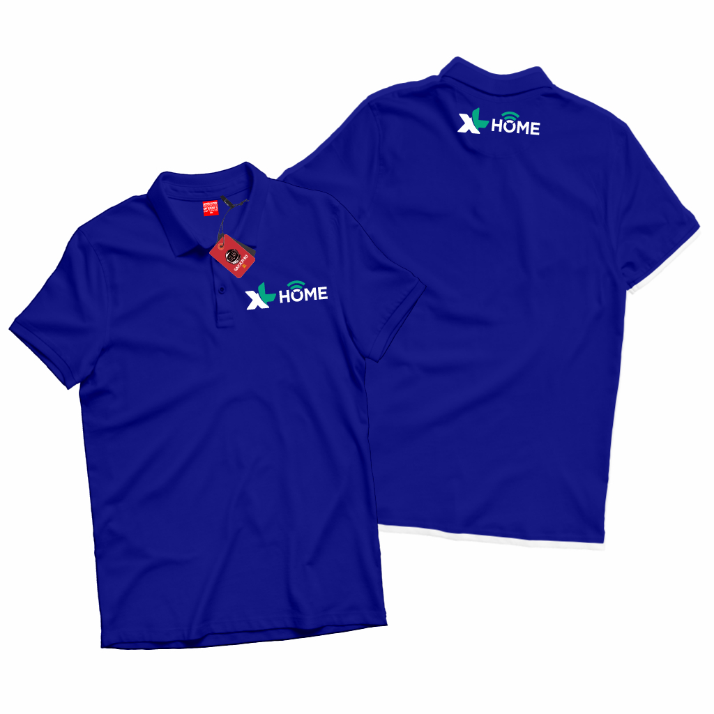 GILAN Polo Shirt Kaos Kerah Distro Unisex Gambar XL HOME Axiata Logo Provider Handphone