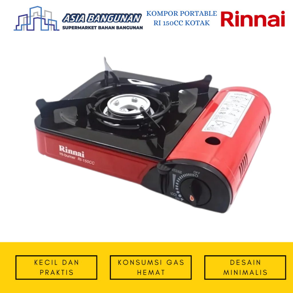 ASIA BANGUNAN - KOMPOR GAS PORTABLE RINNAI RI-150CC KOMPOR PORTABLE CAMPING 1 SET LENGKAP