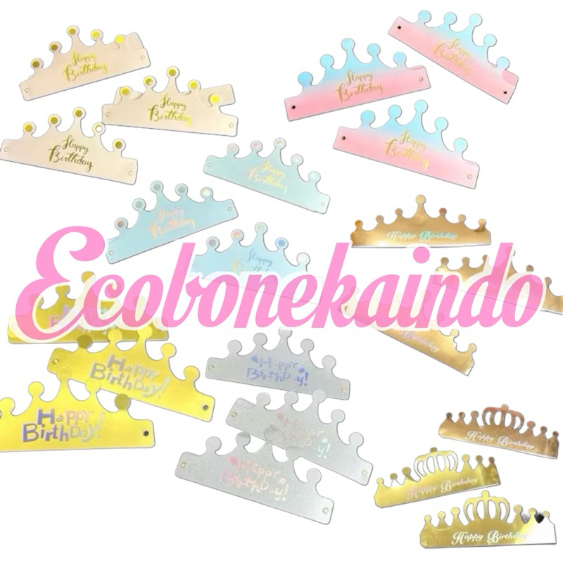 Mahkota crown king party ulang tahun kertas premium tulisan happu birthday mahkota kertas topi ulang