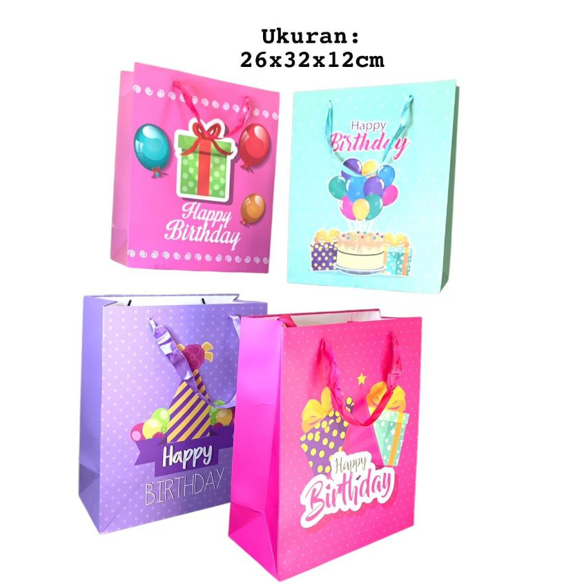 

Paper Bag New Motif Happy Birthday Perpack Isi 12pcs Uk L