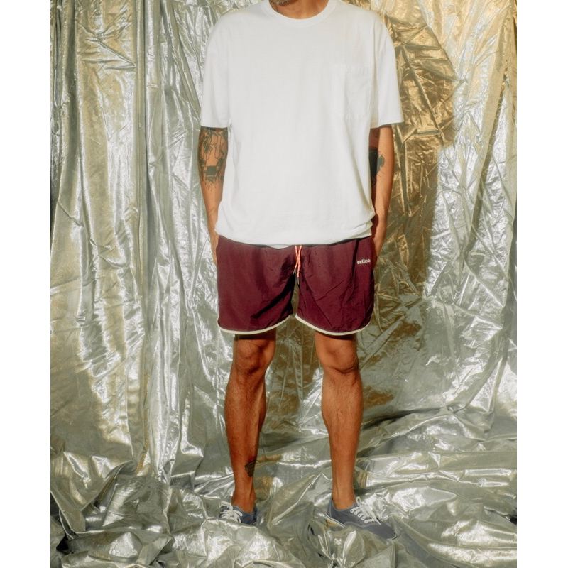 White Line On Purple Shorts