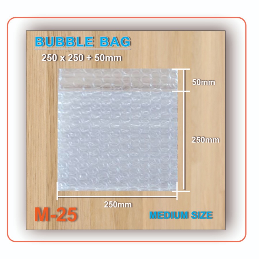 

BUBBLE WRAP BAG 250 MM X 250 MM + 50 MM BENING HITAM MULTIPACK
