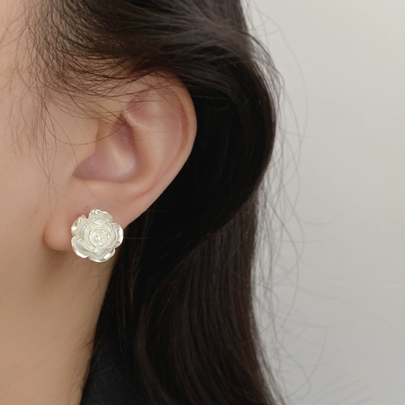 KINGYARD Anting Tusuk Bunga Putih Giwang Bunga Putih Aksesoris Wanita anting bunga putih earings