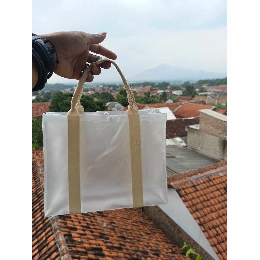 TOTE BAG TRANSPARAN TAS MIKA KOREA MIKA JELY KOREA TALI WAEBING TEBAL KUAT UKURAN MAC MACEM MIKA MER