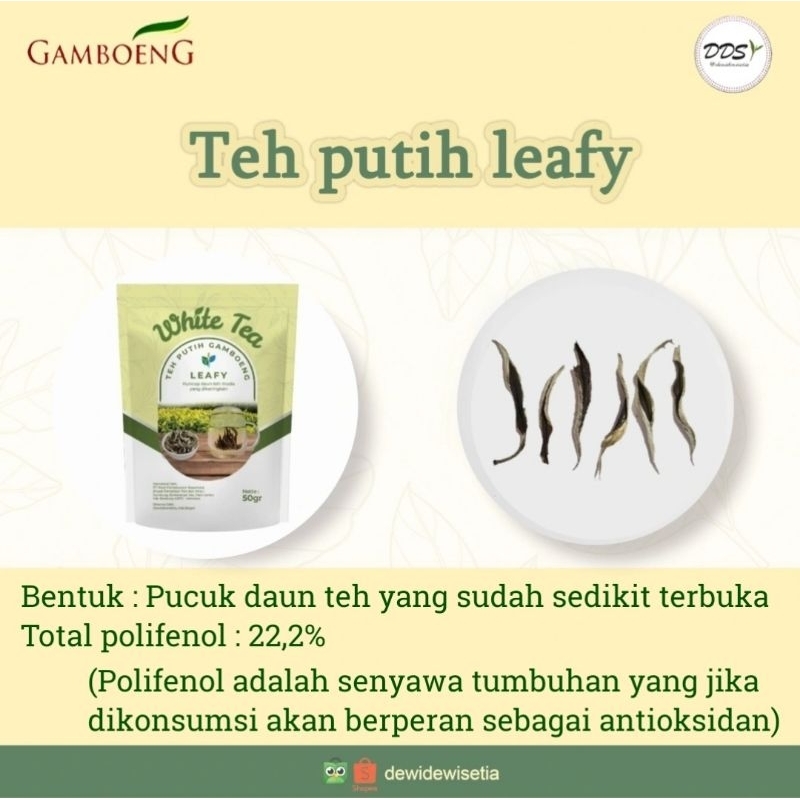 

Teh Putih Gamboeng White Leafy kemasan pouch