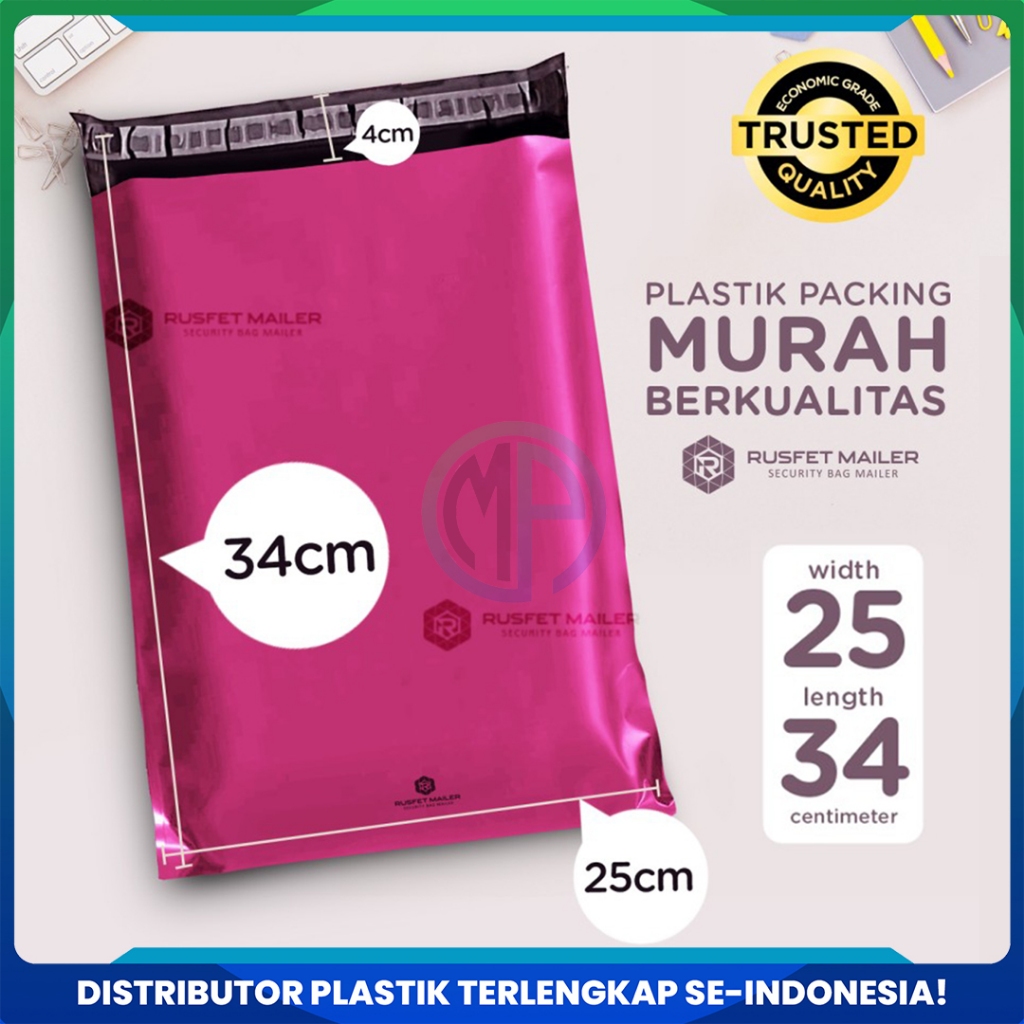 

Amplop Plastik Polymailer Pink 25cm x 35cm Low Cost Plastic Packing Polos Online shop Rusfet Murah