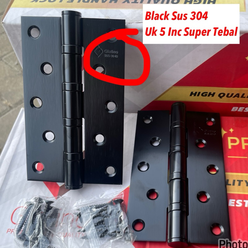 PROMO Promo Engsel 5" Hitam Belloca belluci Sus 304 Tebal Engsel Sus 304 Engsel Pintu Engsel Pintu B