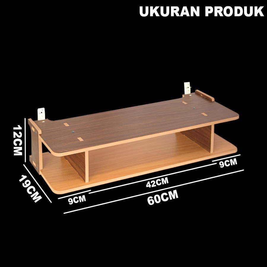 Rak TV Gantung Dinding / Rak Modem Susun Tempel Dinding Minimalis / Rak Kayu Dinding Tempat Remote T