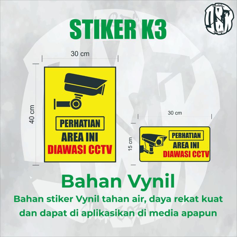 

STICKER PERINGATAN/STICKER AREA DI AWASI CCTV/STICKER VYNIL/STICKER PLANG/STICKER K3/STICKER KEREN