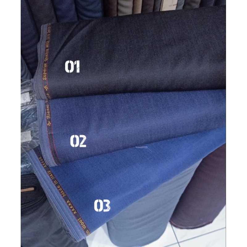 Bahan Kain Pure Wool Asli Motif Denim Jeans
