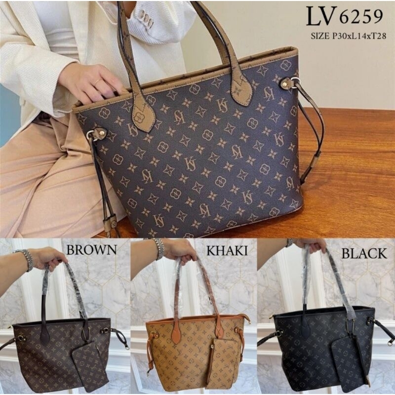LV Tas Tangan Kulit Pijur Brown LV6259