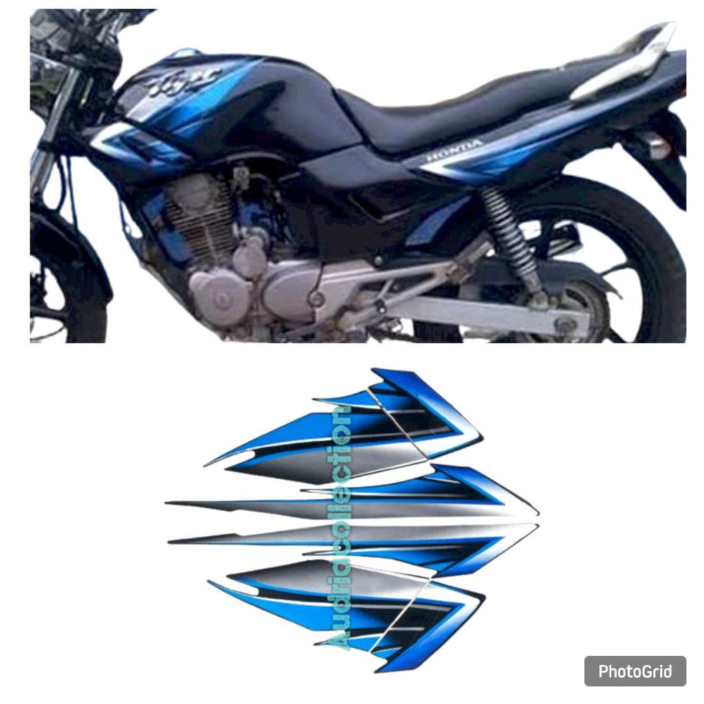 Stiker Striping Motor Honda Tiger 2005 Full Hitam-biru