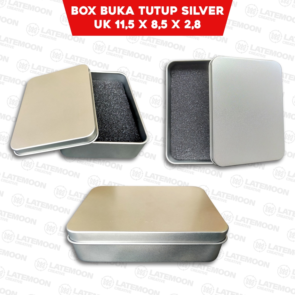 

BOX SILVER BUKA TUTUP UK 11,5 X 8,5 X 2,8 || BISA COD, PRIA, WANITA, HADIAH
