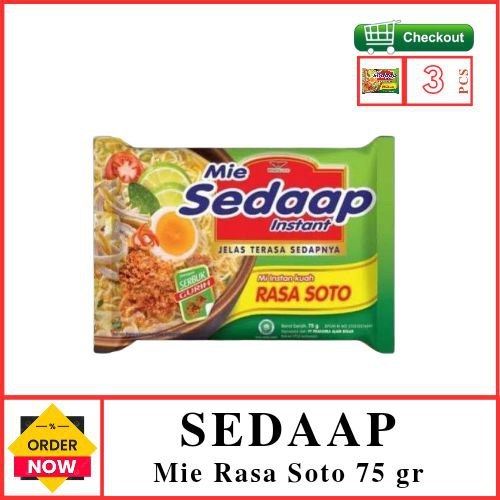 

Mie Sedaap Instan Rasa Soto 75 gr Isi 3 pcs
