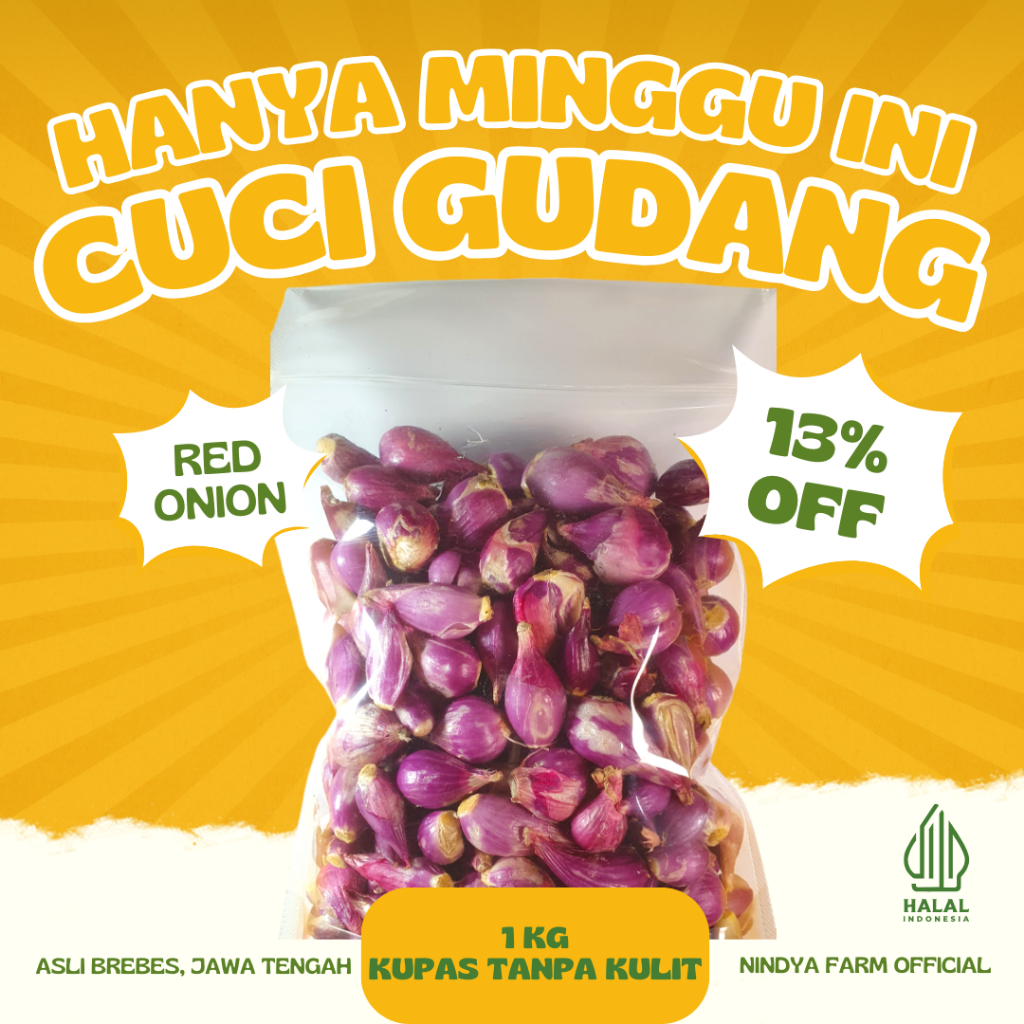 

BAWANG MERAH BREBES KUPAS TANPA KULIT 1 KG