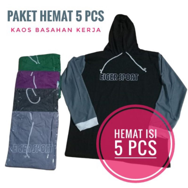 Kaos basahan kerja lengan panjang // kaos lengan panjang pria kerah bundar / kaos tani / kaos basaha