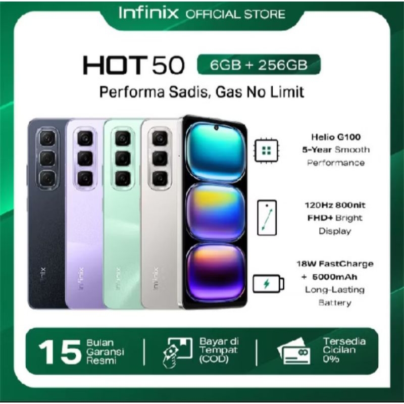 HP INFINIX HOT 50 6/256 gb - up to 12gb extended ram