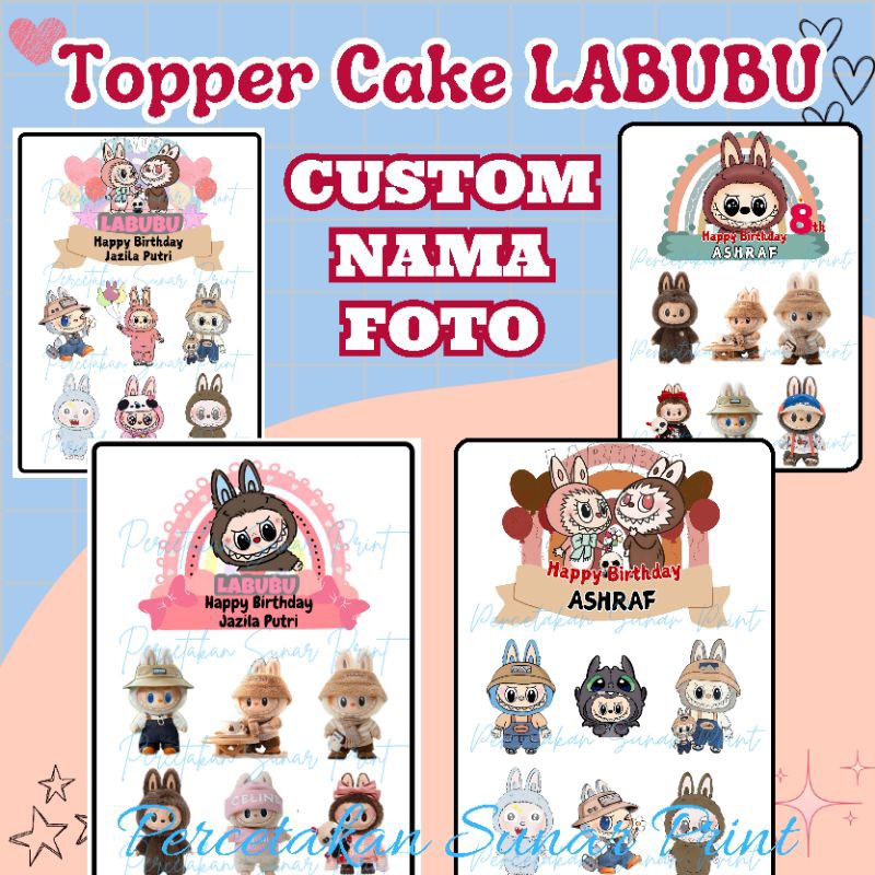 CUSTOM NAMA / Topper LABUBU / TOPPER KUE ULTAH